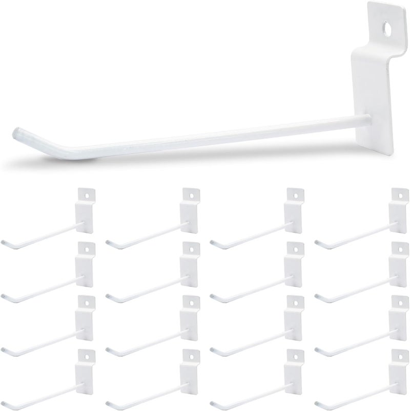 Jersvimc 40Pcs White Slatwall Hooks 4 Inch Panel Hooks, Metal Display Hooks Wall Hanging Hook Heavy Duty Slatwall Accessories Hanger for Retail Garage - Image 1